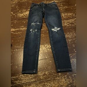 American Eagle Outfitters Dark Blue Distressed Jeans